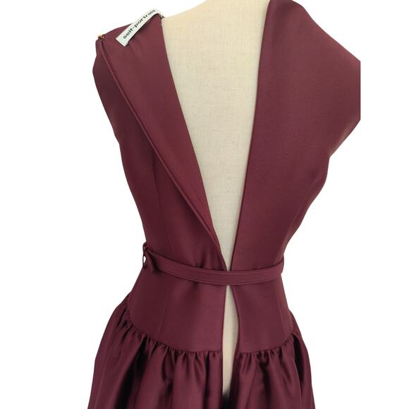Self-Portrait Burgundy Taffeta Midi Dress US 4 - Picture 10 of 12